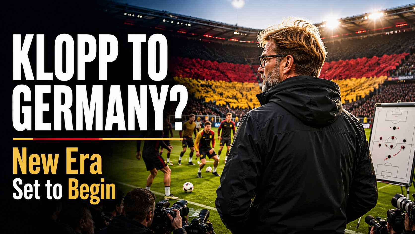 jurgen-klopp-germany-new-manager-2026 Editorial-style thumbnail showing a football coach on the touchline as reports link Jurgen Klopp with becoming Germany's new national team manager.