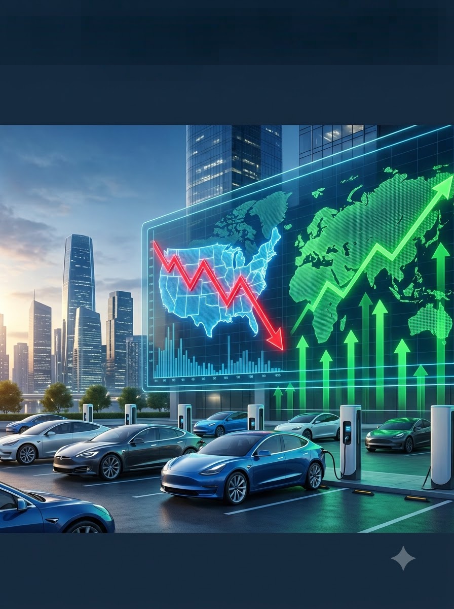 us-ev-sales-decline-q2-2026-global-growth-pinterest US electric vehicle sales declined in Q2 2026 while global EV demand continued growing.