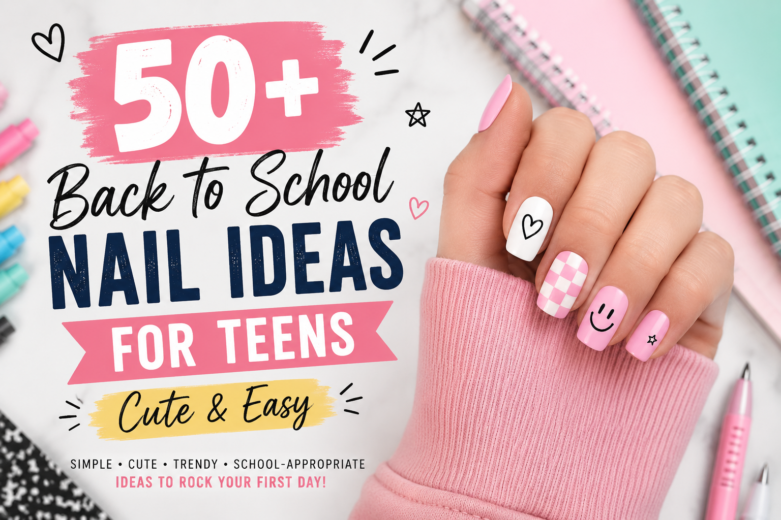 Home 11 50+ back to school nail ideas for teens with cute pastel nail designs